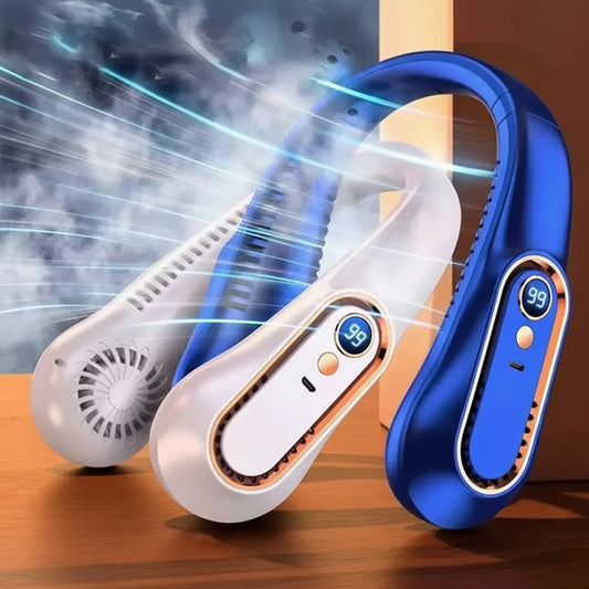 Ventilador de Cuello sin Aspas Mini | Silencioso, 5 Velocidades, Pantalla Digital