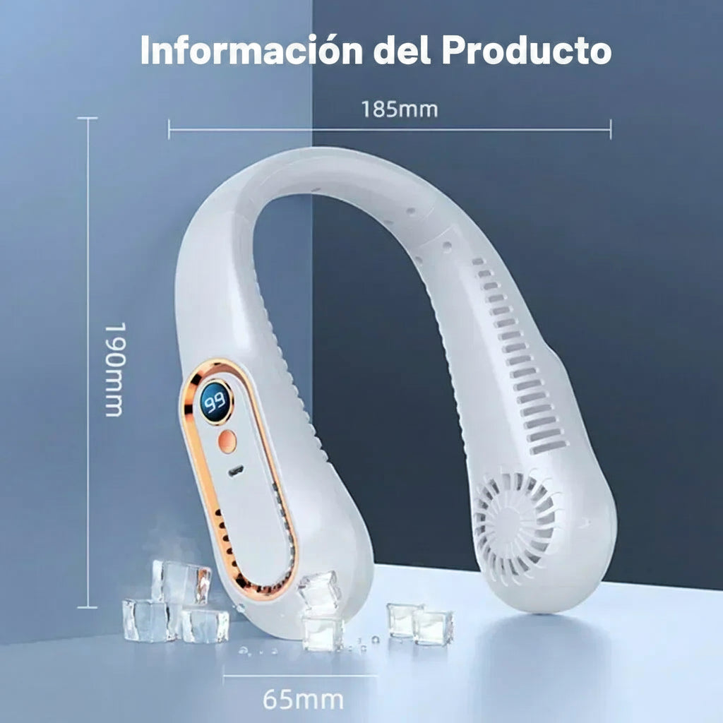Ventilador de Cuello sin Aspas Mini | Silencioso, 5 Velocidades, Pantalla Digital
