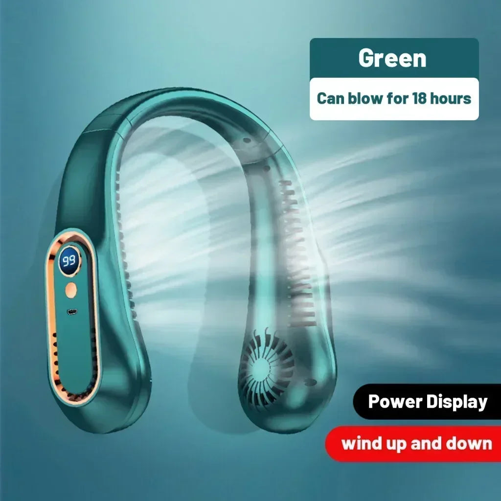 Ventilador de Cuello sin Aspas Mini | Silencioso, 5 Velocidades, Pantalla Digital